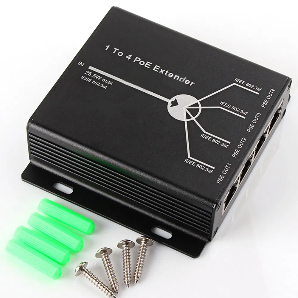 1 to 4 Poe Splitter and Extender Video Balun for IP Security Cameras System