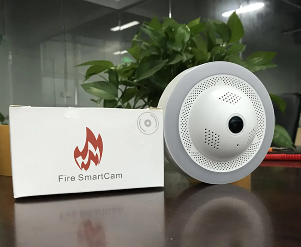 1080P Fire Smoke Detection Alarm 360 Panoramic WiFi Wireless Smart Camera