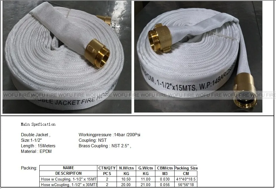 13bar 65mm 2.5" Red PVC Fire Hose Price EPDM Hose