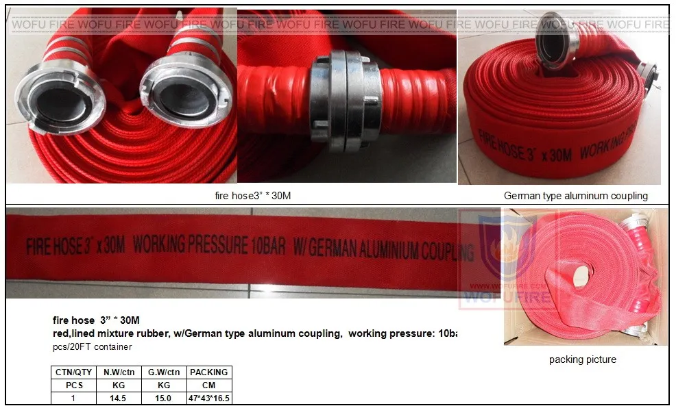 13bar 65mm 2.5" Red PVC Fire Hose Price EPDM Hose
