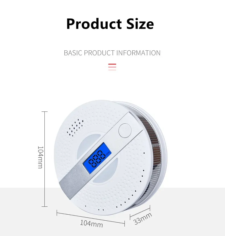 Best Quality LCD Smoke Co Detector Combine Alarm Sensor for Fire Alarm