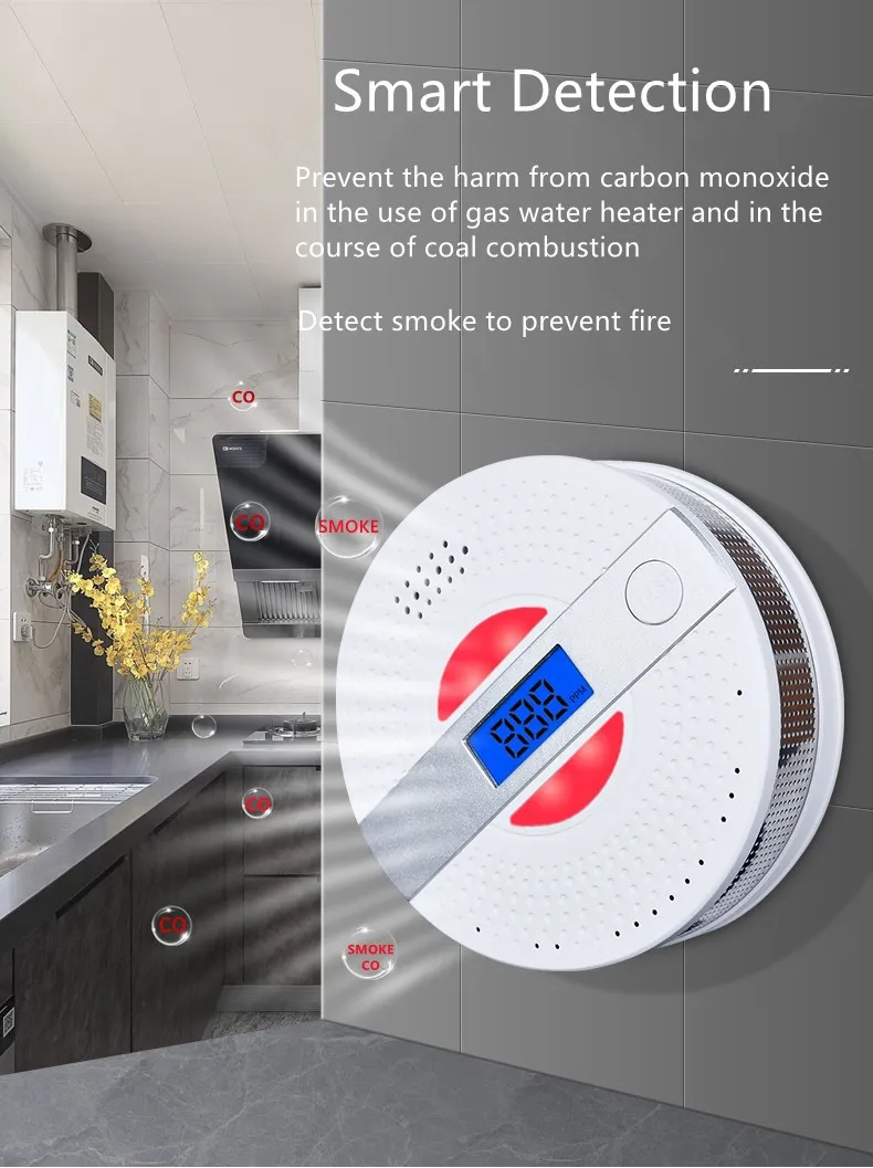 Best Quality LCD Smoke Co Detector Combine Alarm Sensor for Fire Alarm
