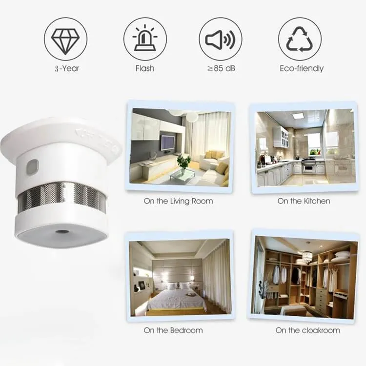 High Sensitive China 10years Fire Smoke Alarm Magnetic Smoke Detector Beeping with Smoke Detector Sticker