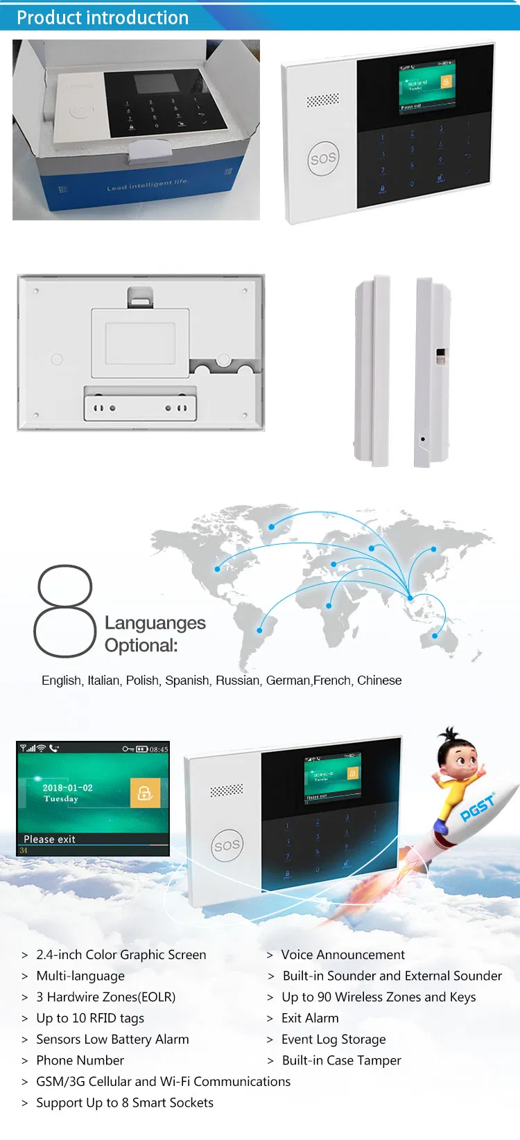 Home Alarm WiFi &GSM/3G&GPRS Alarm System Wireless Burglar Alarm System