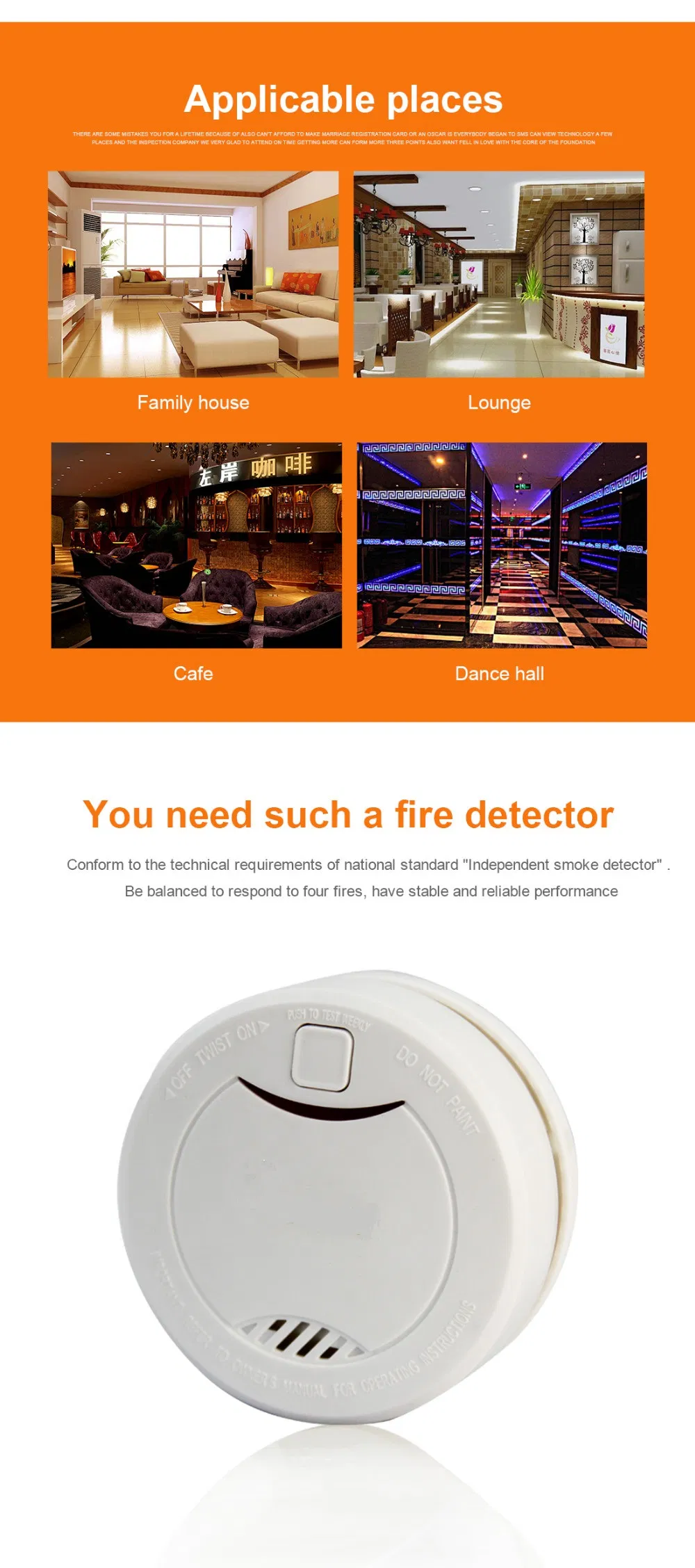 New Design Cheap 10 Years Battery Life Stand Alone Photoelectric Smoke Alarm for Home