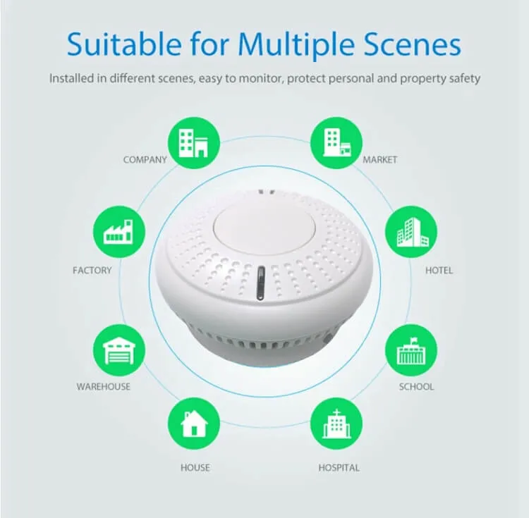 Tuya WiFi Smoke Detector Smart Life APP Fire Alarm Smoke Sensor WiFi Smoke Alarm Security Detector 85dB