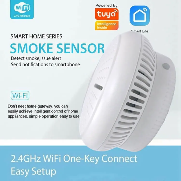 Tuya WiFi Smoke Detector Smart Life APP Fire Alarm Smoke Sensor WiFi Smoke Alarm Security Detector 85dB
