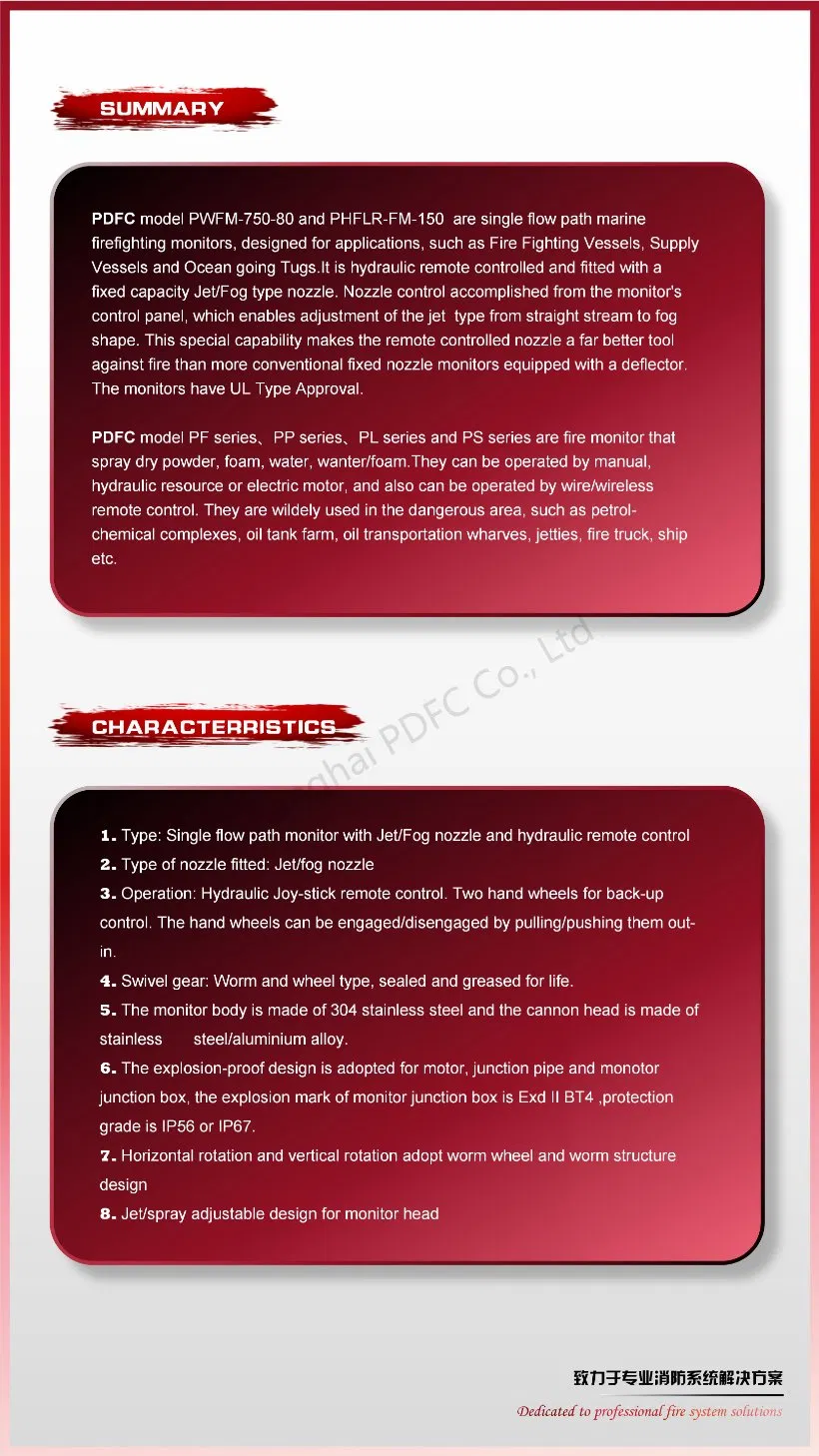 UL, SGS, CCS, Cccf, BV Fire Water Monitor for Fire Fighting System, 1.2MPa