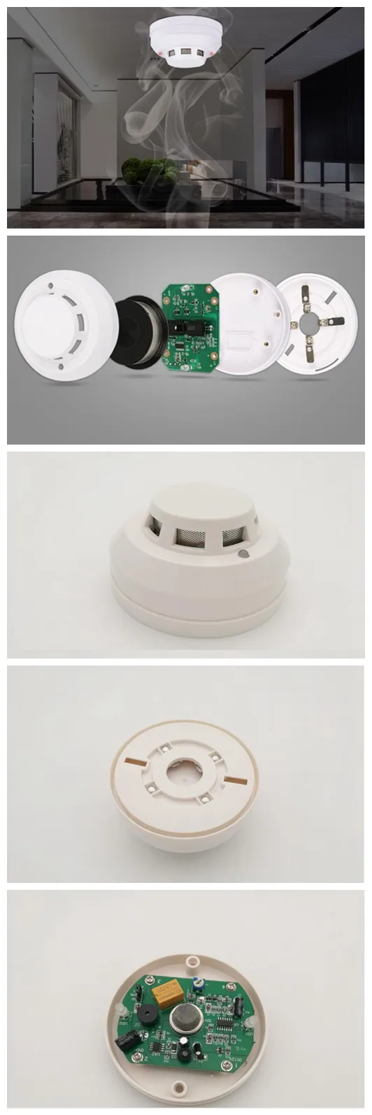 Wired Fire Alarm White Conventional Smoke Detector Alarm Sensor Smoke Alarm