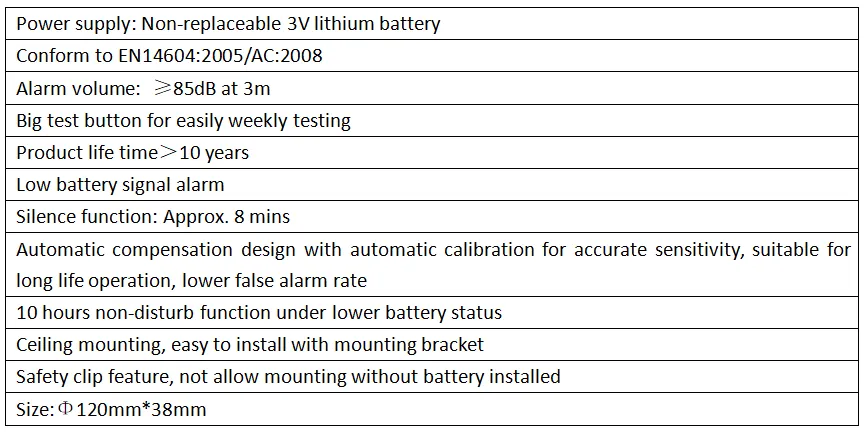 Wireless Smoke Detector 10 Years Battery As3786